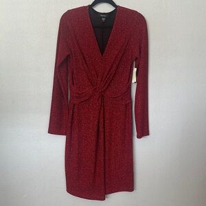 Karen Kane Red Long-Sleeve Twist Front Dress